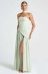 Elegant Solid Pleated Maxi Dress for Women with Sexy Sleeveless Off Shoulder Design and High Slit Party Wear